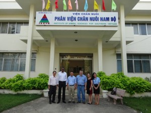 Figure 1. Institute of Animal Sciences for Southern Vietnam (left to right: Dr. Trung, Dr. Kebreab from UC Davis-CA, Dr. Kinh, Dr. Tedeschi, Dr. Van, and staff).