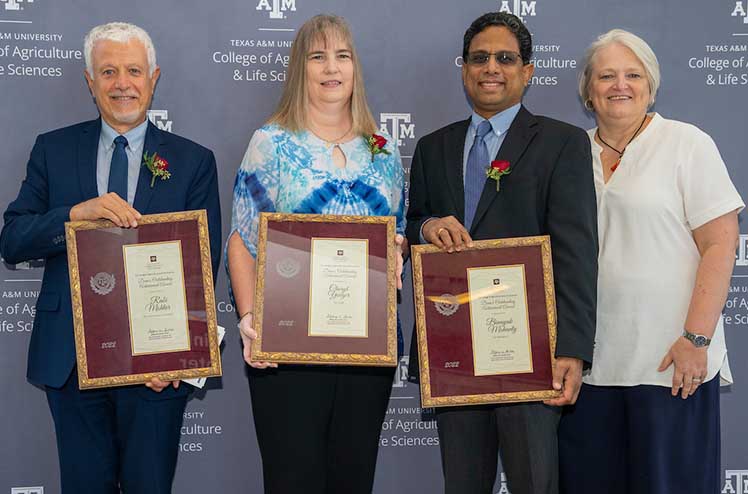 from left to right, Dr. Rabi Mohtar, Cheryl Yeager,Dr. Binayak Mohanty, and Dr. Patricia Smith, professor and department head.