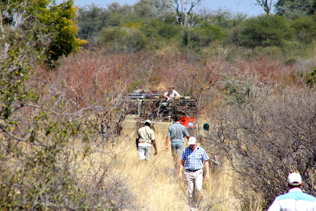Bernd walking away from alleged poachers who ended up being government officials and a hunter.