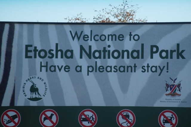 Sign of Etosha National Park.