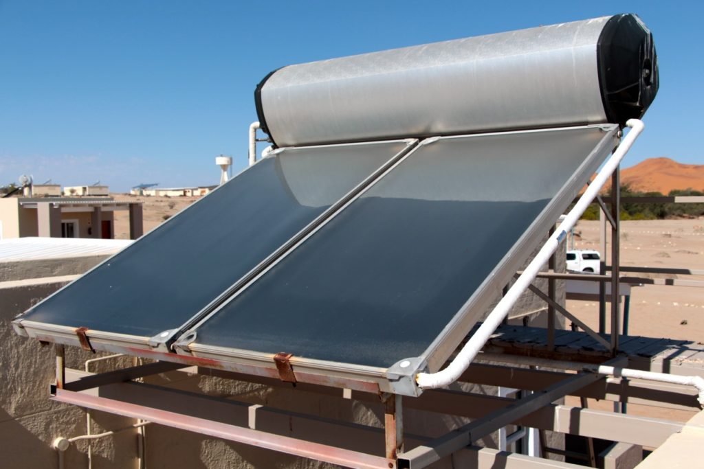 Solar water heaters are found on top of lodges in Gobabeb.