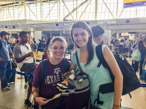 Ellie Harpole and I at the Houston International airport before departing for Namibia.
