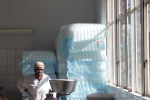 A worker at Neudamm campus just outside of Windhoek, Namibia tends to the processing of milk. This old style of agriculture combined with growing technology helps a nation stay rooted in what makes it so special.