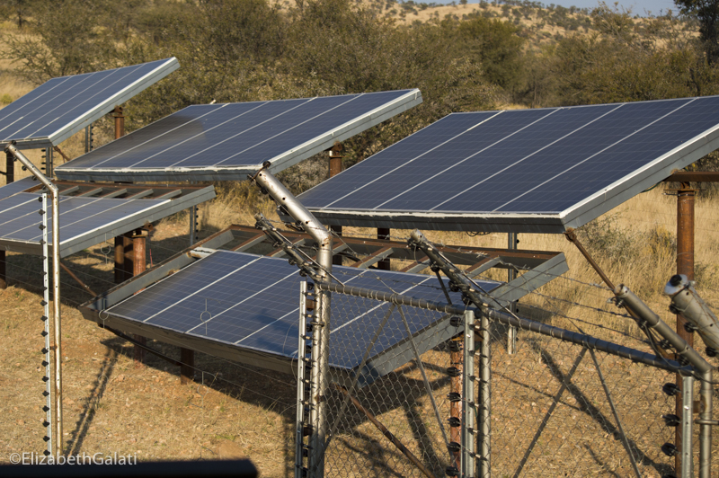 Solar panels located on Heja Game Lodge property, near Windhoek, Namibia, taken July 12, 2017. These panels are used to heat the water at the lodge.