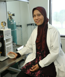 Dr. Septiningsih in her lab