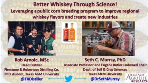 powerpoint slide with pictures of TX whiskey and Seth Murray with whiskey samples